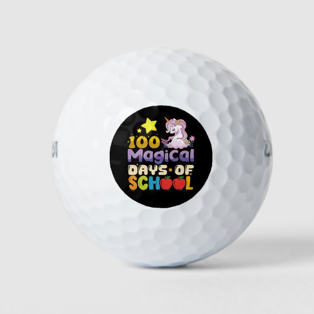 100 Magical Days Of School Unicorn Teacher Golf Balls (Front)