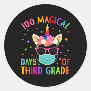 100 Magical Days Of Third Grade School Unicorn Mas Classic Round Sticker