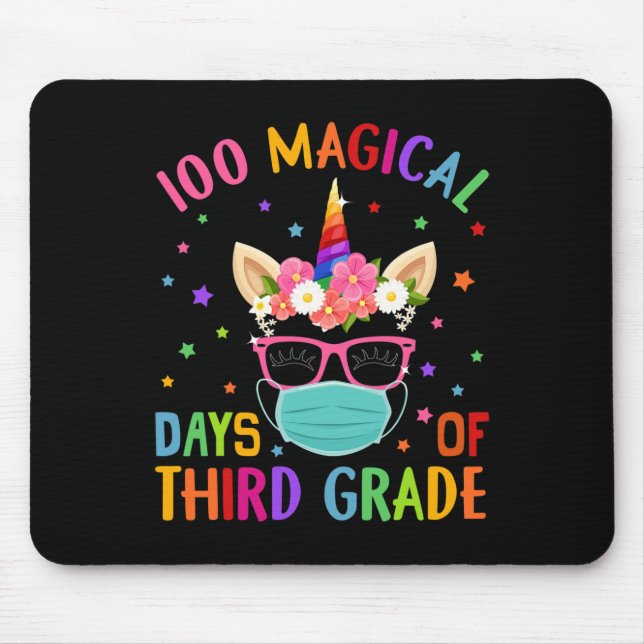 100 Magical Days Of Third Grade School Unicorn Mas Mouse Mat (Front)