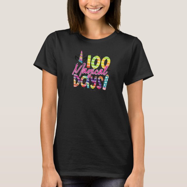 100 Magical Days Unicorn Student Happy 100th Day O T-Shirt (Front)