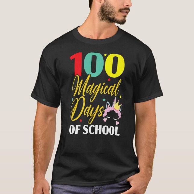 100 Magical Of Days Of School Unicorn 100 Days Of  T-Shirt (Front)