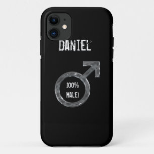 100% Male!-Male Symbol/Faux Metal+Name iPhone 11 Case