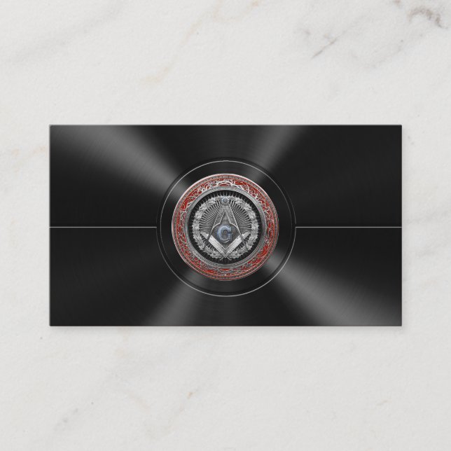 [100] Master Mason - Silver Square & Compasses Business Card (Front)