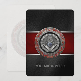 [100] Master Mason - Silver Square & Compasses Invitation