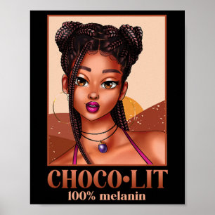 100% Melanin Girl Woman Black History Month Junete Poster
