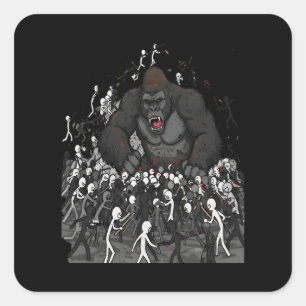 100 Men vs 1 Gorilla, Gift for Him, Gorilla Debate Square Sticker
