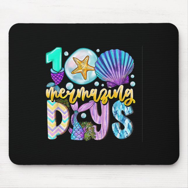 100 Mermazing Days Of School 100th Day Mermaid Kid Mouse Mat (Front)