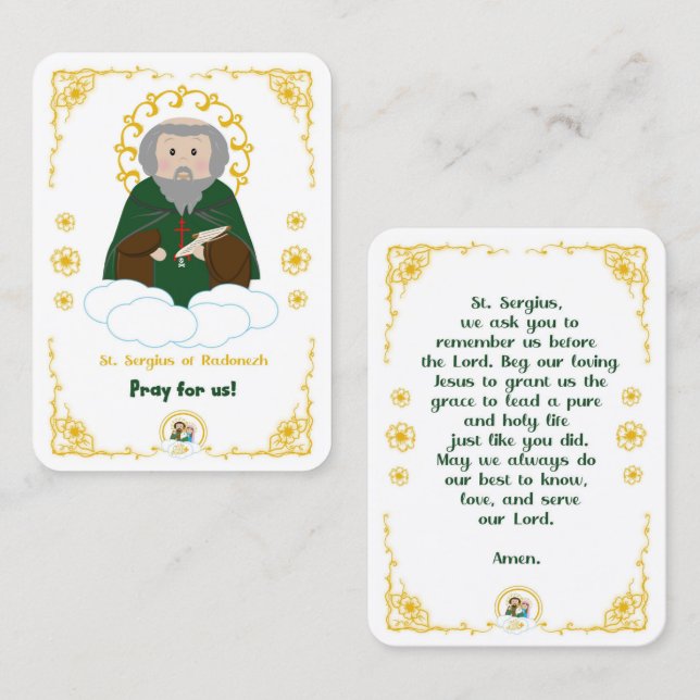 100 Mini St. Sergius of Radonezh Holy Cards (Front/Back)