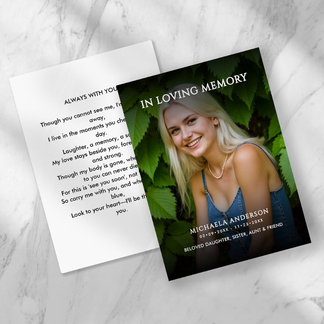 100 Modern Funeral Memorial Photo Prayer Cards (Creator Uploaded)