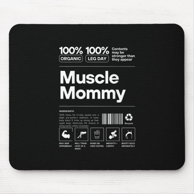 100% Muscle Mummy - Bodybuilding Gym Fit - Design  Mouse Mat (Front)