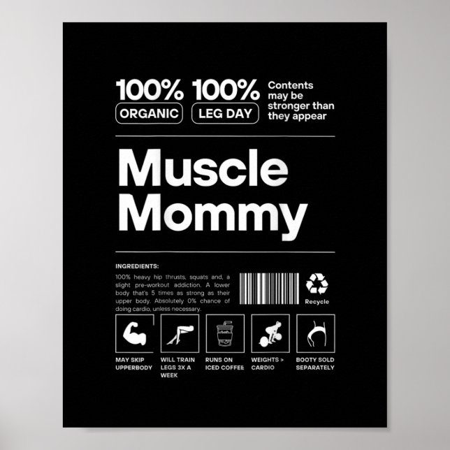 100% Muscle Mummy - Bodybuilding Gym Fit - Design  Poster (Front)