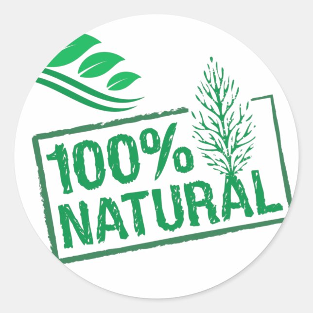 100% natural classic round sticker (Front)