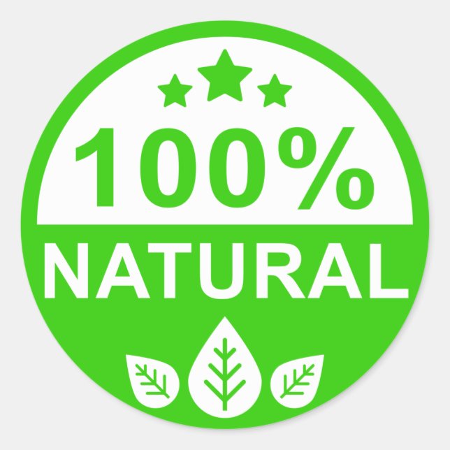 100% Natural Green Farm Produce Classic Round Sticker (Front)