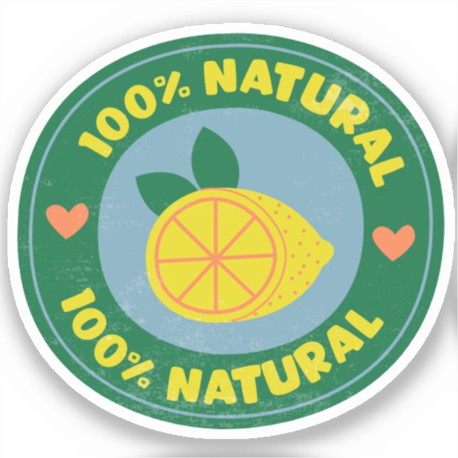 100% Natural Lemon symbol Button (Front)