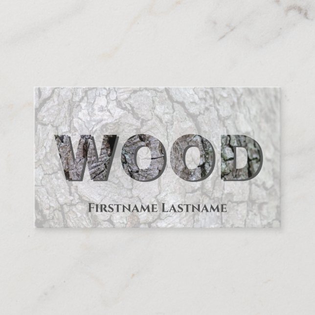 100% natural organic tree bark wooden letters business card (Front)
