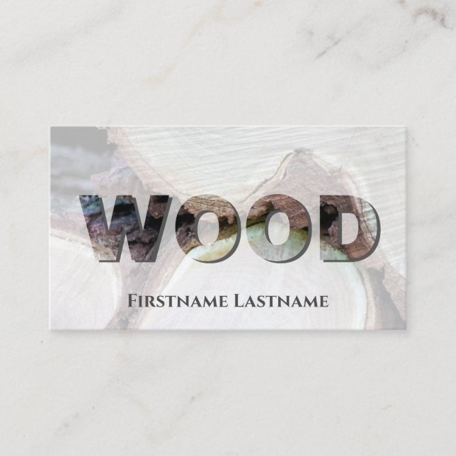 100% natural organic wood grain wooden letters business card (Front)