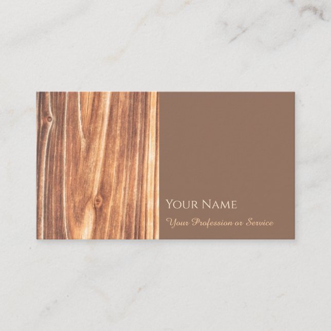 100% natural organic wooden style brown wood business card (Front)