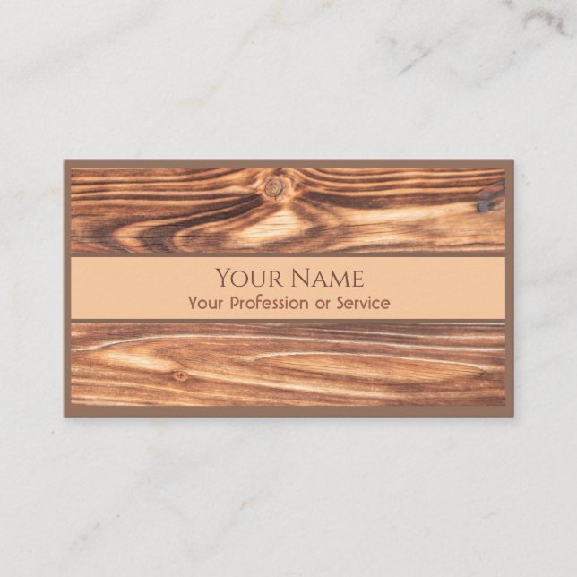 100% natural organic wooden style business card (Front)