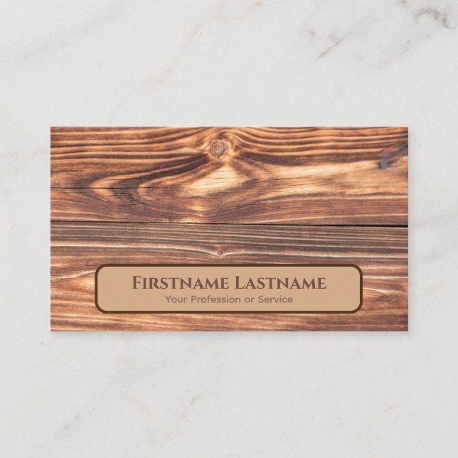 100% natural organic wooden style wood grain business card (Front)