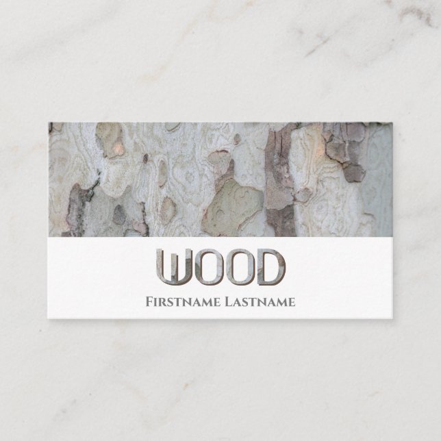 100% natural organic wooden style wooden letters business card (Front)