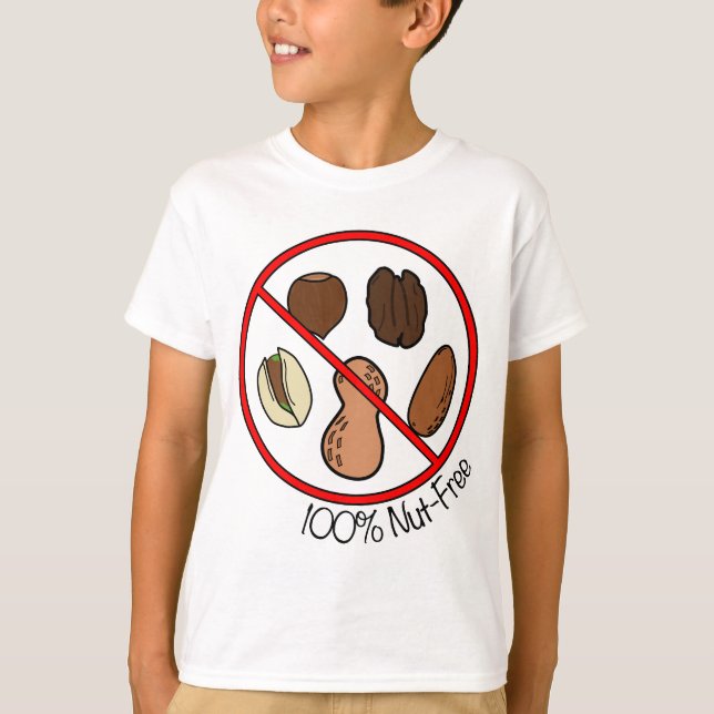100% Nut Free (Tree nuts & Peanuts) T-Shirt (Front)