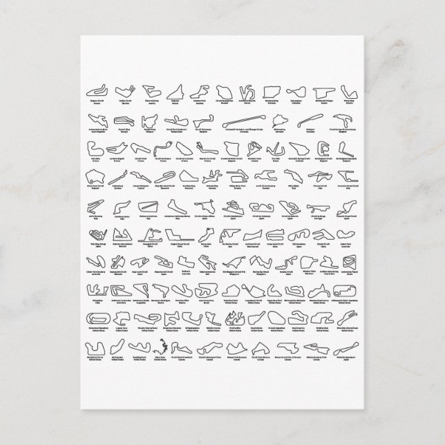 100 of the World's Best Race Tracks Postcard (Front)