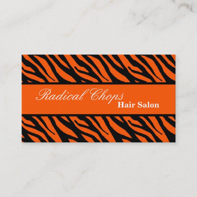 100 Orange Black Zebra Print Pattern Business Card (Front)