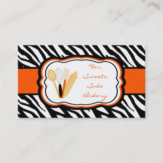 100 Orange Zebra Bakery Chef Business Card (Front)