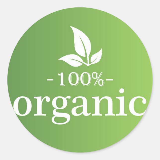 100% Organic Classic Round Sticker (Front)