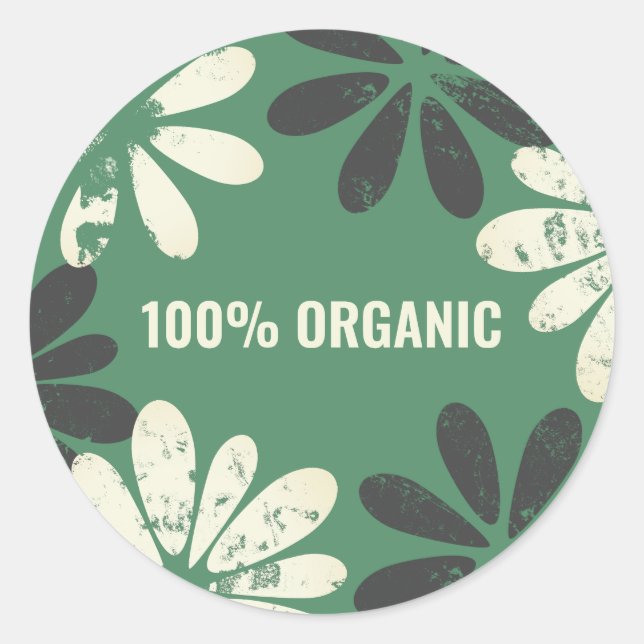 100% Organic Classic Round Sticker (Front)