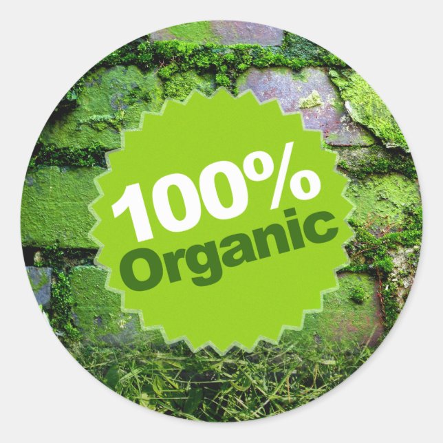 100% Organic Classic Round Sticker (Front)