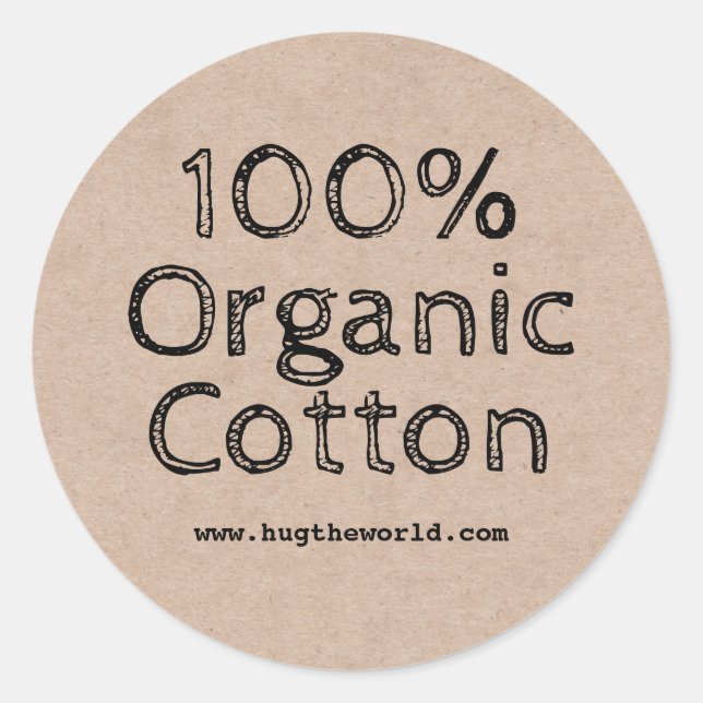 100% Organic Cotton Classic Round Sticker (Front)