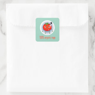 100% Organic Rage Funny Angry Tomato Square Sticker