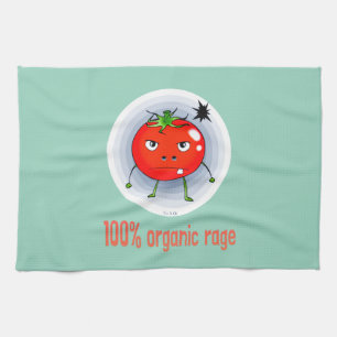 100% Organic Rage Funny Angry Tomato Tea Towel