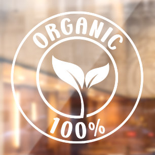 100% Organic Sign, Bio, Window Cling