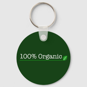 100% Organic - white text Key Ring