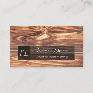 100% organic wood surface grey rectangle monogram business card