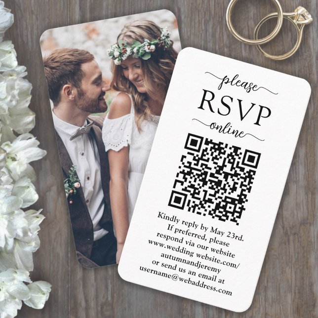 100 Pack Online QR RSVP & Photo Wedding Enclosure Business Card (Creator Uploaded)