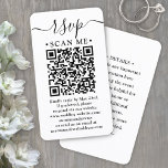 100 Pack QR Code Wedding RSVP & Details Enclosure Business Card<br><div class="desc">Simplify RSVP responses and provide any important details with chic modern QR Code enclosure cards. All text is simple to customise, including wording that reads "rsvp scan me". To make your own QR code using the generator, simply type the website URL into the template. By scanning the card with their...</div>