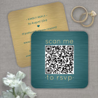 100 Pack QR RSVP Teal and Gold Wedding Enclosure