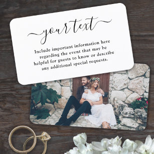 100 Pack Simple Script & Photo Wedding Enclosure Business Card