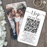 100 Pack Wedding Website QR RSVP Photo Enclosure Business Card<br><div class="desc">Share one of your engagement or wedding photos and simplify RSVP responses with chic modern QR Code enclosure cards. Picture and all text are simple to customize, including wording that reads "rsvp scan me". To make your own QR code using the generator, simply type the website URL into the template....</div>