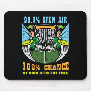 100 Percent Chance Disc Hits Tree Frisbee Golf Men Mouse Mat
