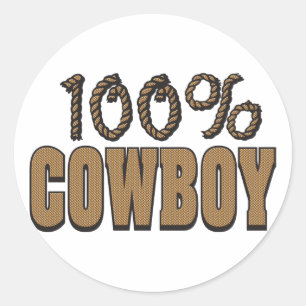100 Percent Cowboy Classic Round Sticker