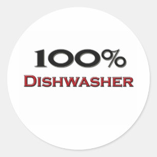100 Percent Dishwasher Classic Round Sticker
