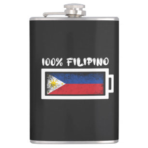 100 Percent Filipino Flag Hip Flask