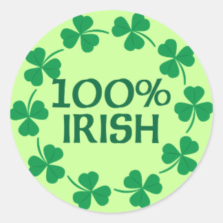 100 Percent Irish Shamrocks Classic Round Sticker