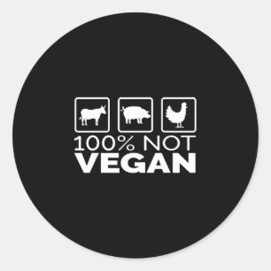 100 percent not vegan meat eater bbq grill humour classic round sticker