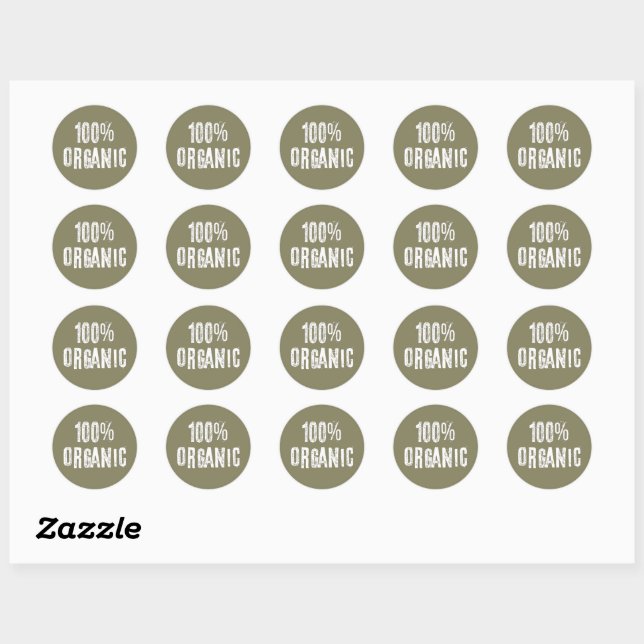 100 Percent Organic Classic Round Sticker (Sheet)