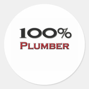 100 Percent Plumber Classic Round Sticker